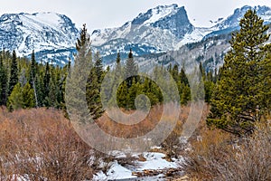 Snow-capped Spring Mountains at Rocky Mountain National Park