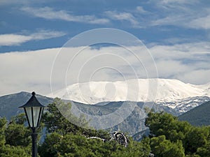 Snow-capped Summit from a Distance