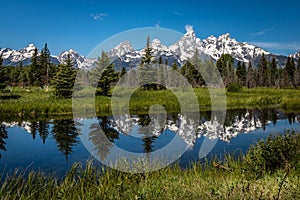 Snow Capped Tetons at Schwabachers Landing