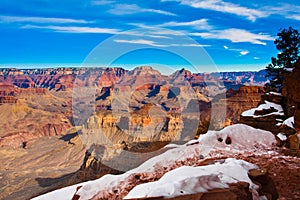 Snow-Capped Trail in World Famous Grand Canyon National Park, Arizona, United States