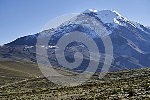 Snow capped Volcano Chimborazo is the highest mountain in Ecuador