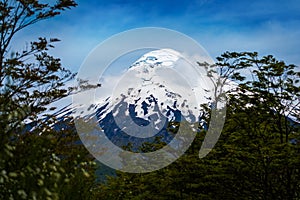 Snow capped volcano of Osorno