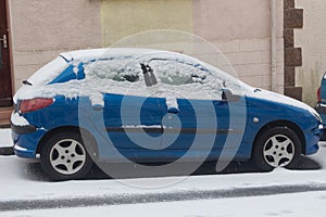 Snow on a car