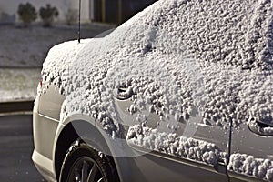 Snow car at night