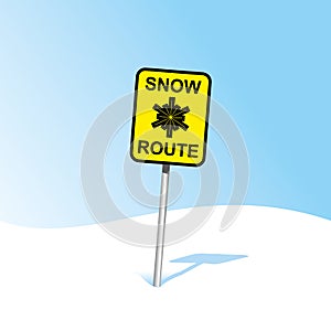 Snow caution sign