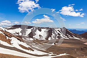 Snow cliff. Tongariro alpina track. North Island, New Zealand