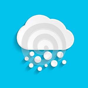 Snow and cloud icon in paper style on blue background