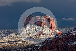 Snow on Courthouse Butte in Sedona