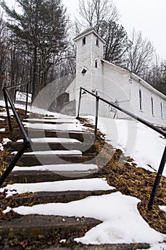 Snow Covered - Abandoned Mt. Zion United Methodist Church - Appalachian Mountains - West Virginia