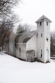 Snow Covered - Abandoned Mt. Zion United Methodist Church - Appalachian Mountains - West Virginia