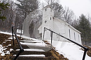 Snow Covered - Abandoned Mt. Zion United Methodist Church - Appalachian Mountains - West Virginia