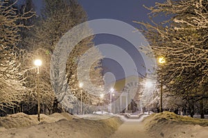 Snow-covered alley