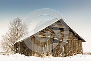 Snow Covered Barn House
