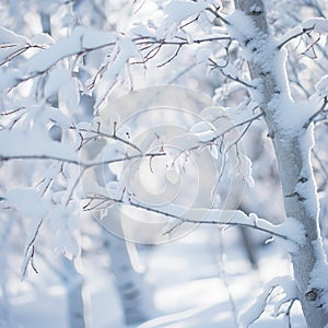 snow covered birch trees in the winter