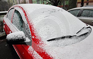 Snow covered car