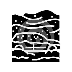 snow covered car winter season glyph icon vector illustration