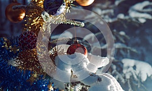 Snow covered Christmas Tree Branch