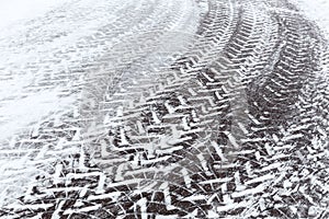 Snow covered cobblestone road