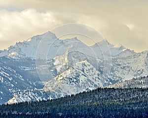 Snow covered Como Peaks,  Bitterroot Mountains