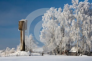 Snow covered cottage