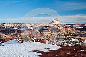 Snow covered desert canyons