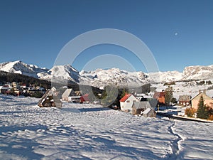 The Snow covered Durmitor and the Å½abljak