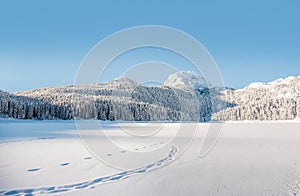 Snow covered Durmitor mountain in Montenegro