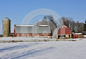 Snow Covered Family Dairy Farm