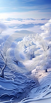 Snow-covered Fantasy Landscape With Richly Detailed Backgrounds