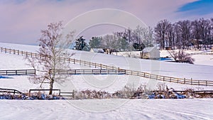 Snow covered farm fields in rural Carroll County, Maryland. photo