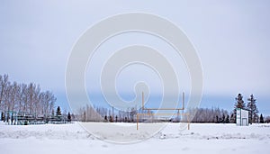 Snow covered football field