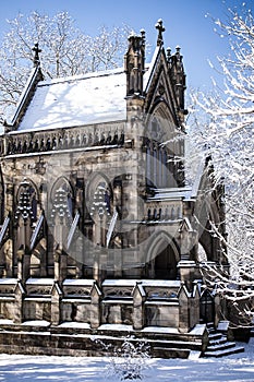 Snow Covered Gothic Chapel - Spring Grove Cemetery - Cincinnati, Ohio