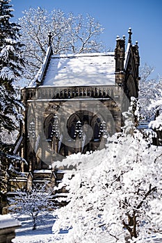 Snow Covered Gothic Chapel - Spring Grove Cemetery - Cincinnati, Ohio