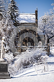 Snow Covered Gothic Chapel - Spring Grove Cemetery - Cincinnati, Ohio