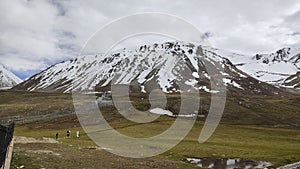 Snow covered hill at khunjerab top