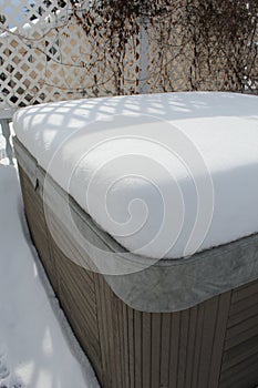 Snow covered hot tub