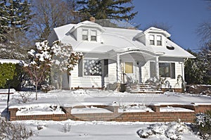 Snow covered house Gresham Oregon.