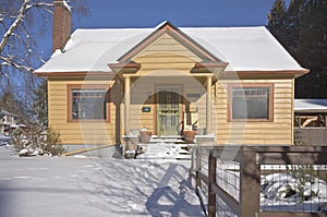 Snow covered house Gresham Oregon.