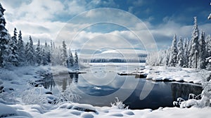 Snow-covered Lake: A Captivating Mark Lovett-inspired Norwegian Nature Photograph photo