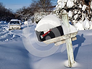 Snow covered mailbox