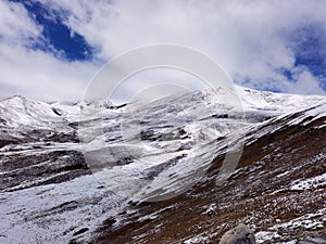 Snow covered Mira mountain, Tibet, China. photo