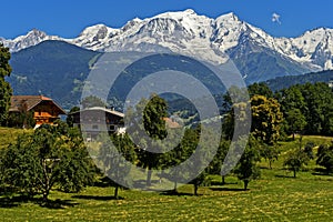 Snow-covered Mont Blanc massif