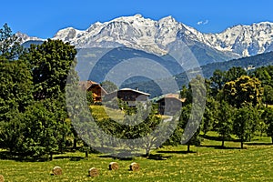 Snow-covered Mont Blanc massif