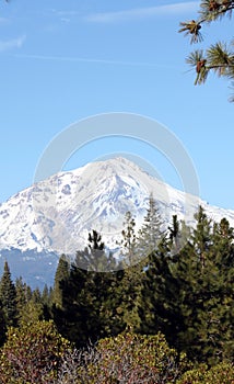 Snow covered Mount Shasta, Northern California