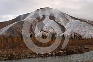 Snow covered mountain, Dempster Highway, Yukon