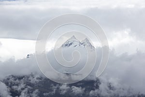 Snow covered mountain peak in the Cordillera Blanca, Peru