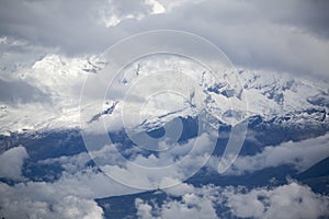 Snow covered mountain peak in the Cordillera Blanca, Peru