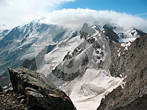 Snow-covered mountain peaks