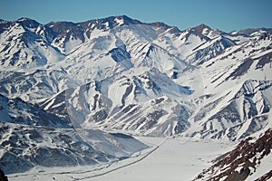 Snow-covered mountain range, Argentina