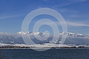 Snow-covered mountain range of the High Tatras. Winter Slovakia